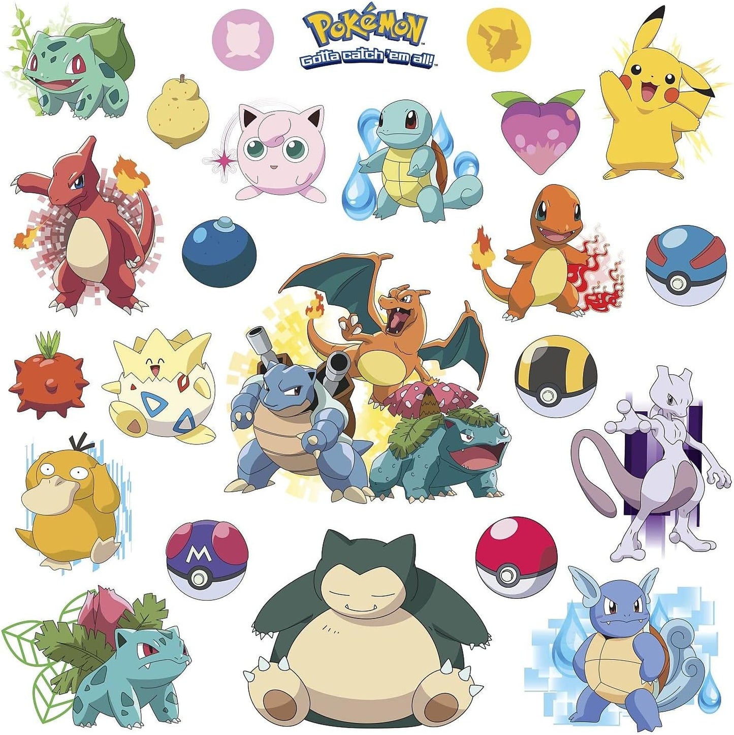 Pokemon Iconic - Calcomanías de pared para despegar y pegar