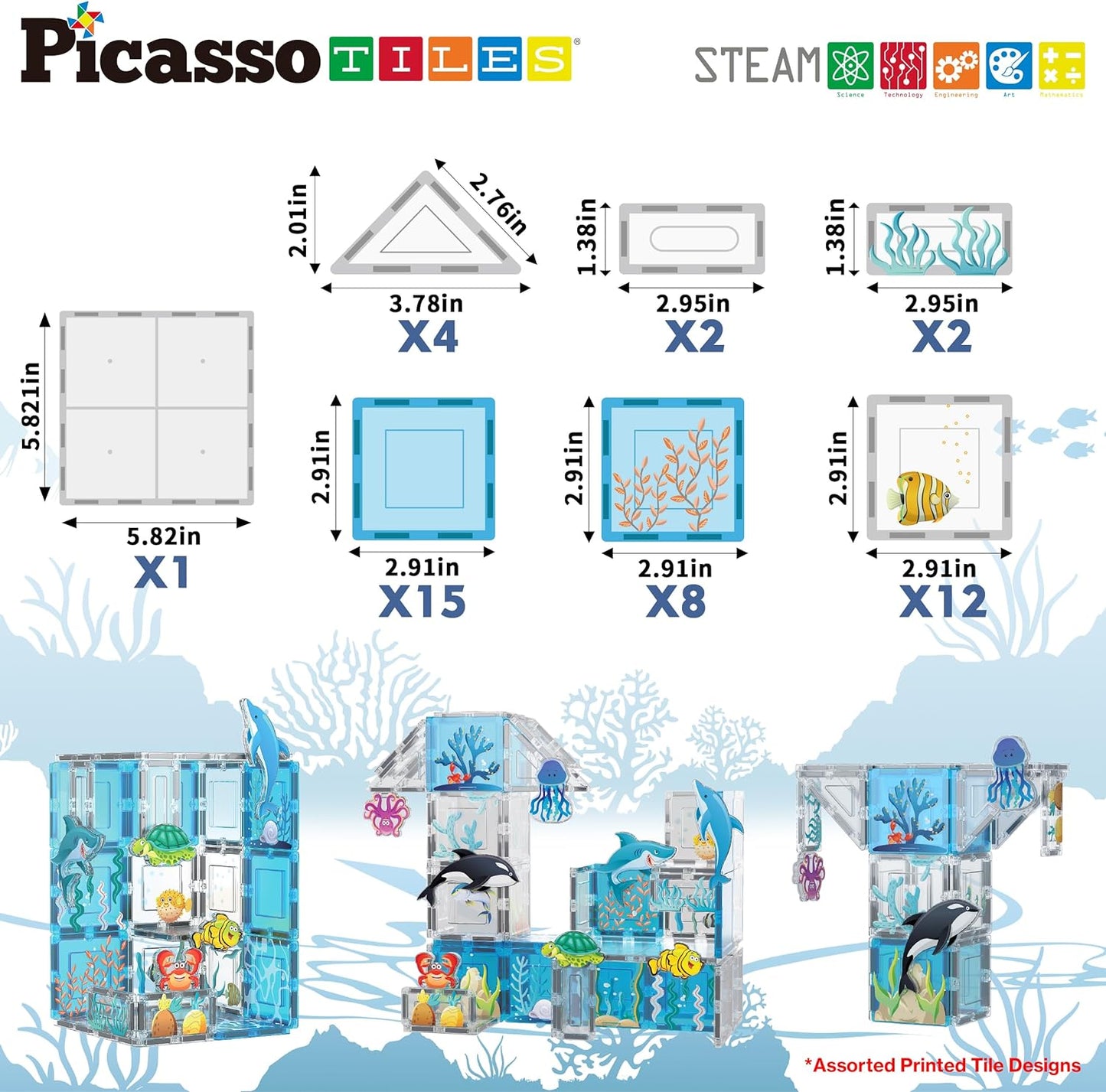 PicassoTiles Bloques de construcción magnéticos acuario