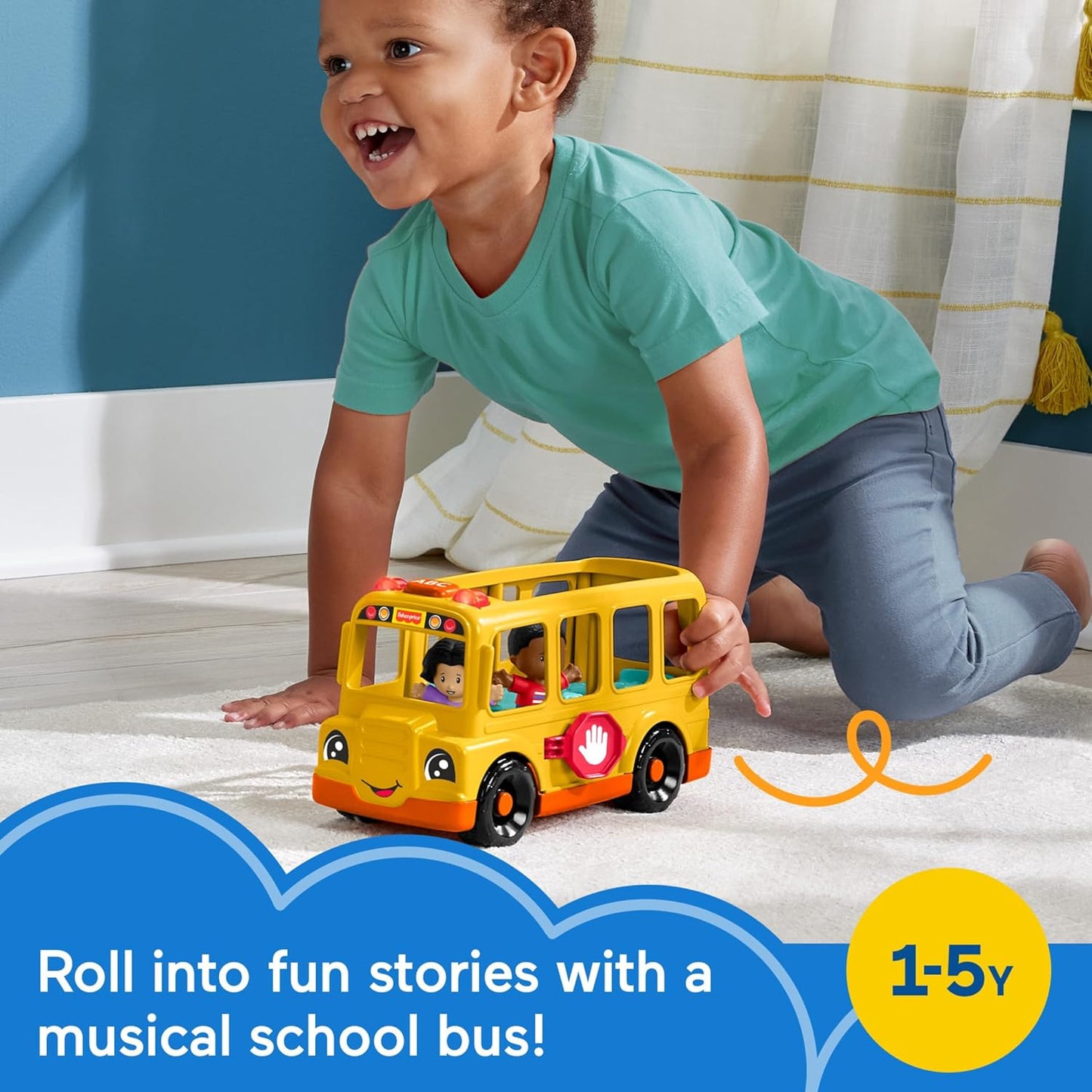 Fisher-Price Little People - Bus escolar de juguete para niños pequeños con 2 figuras