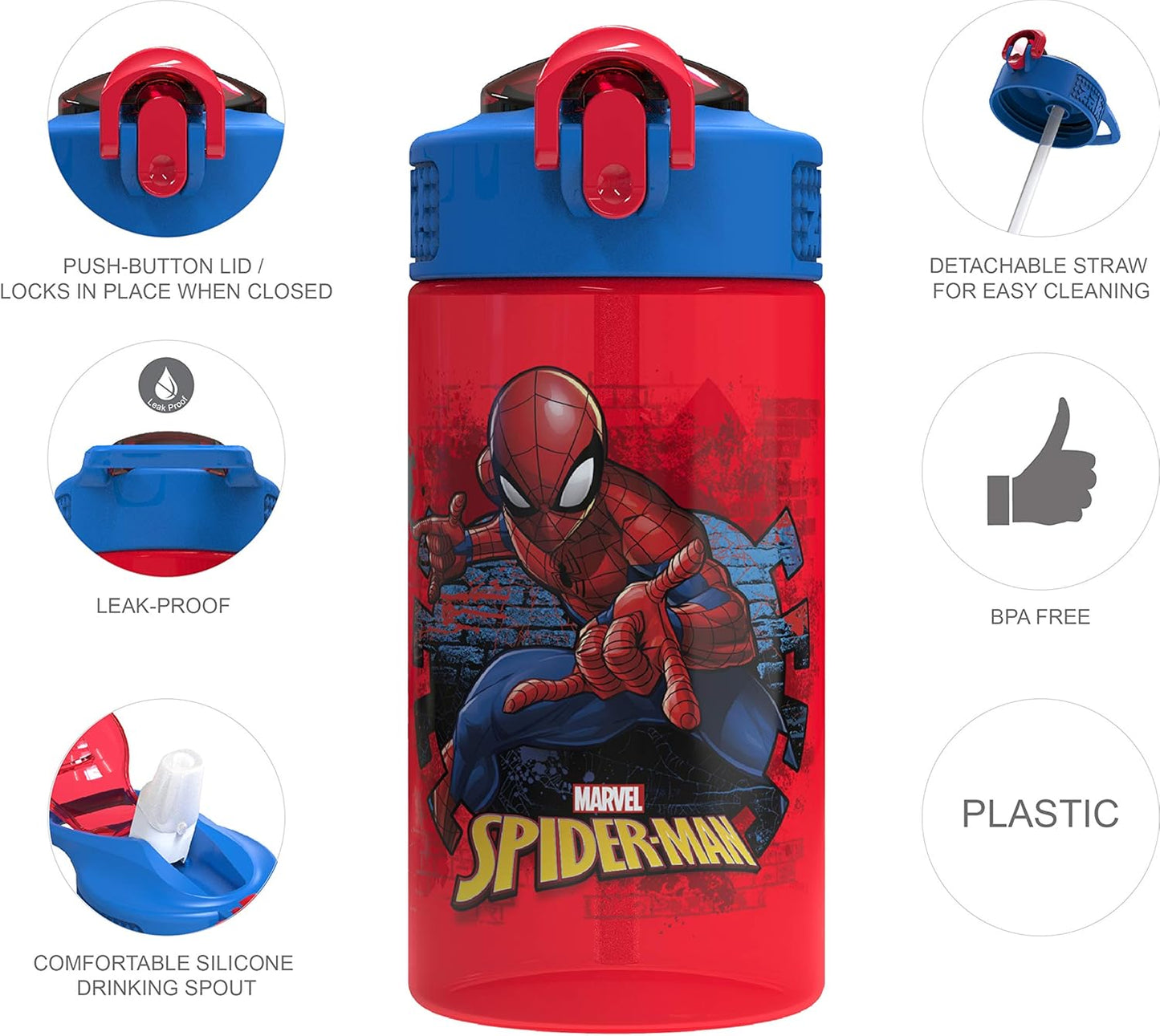 Zak Designs Botella de agua plástico duradero, 16 onzas