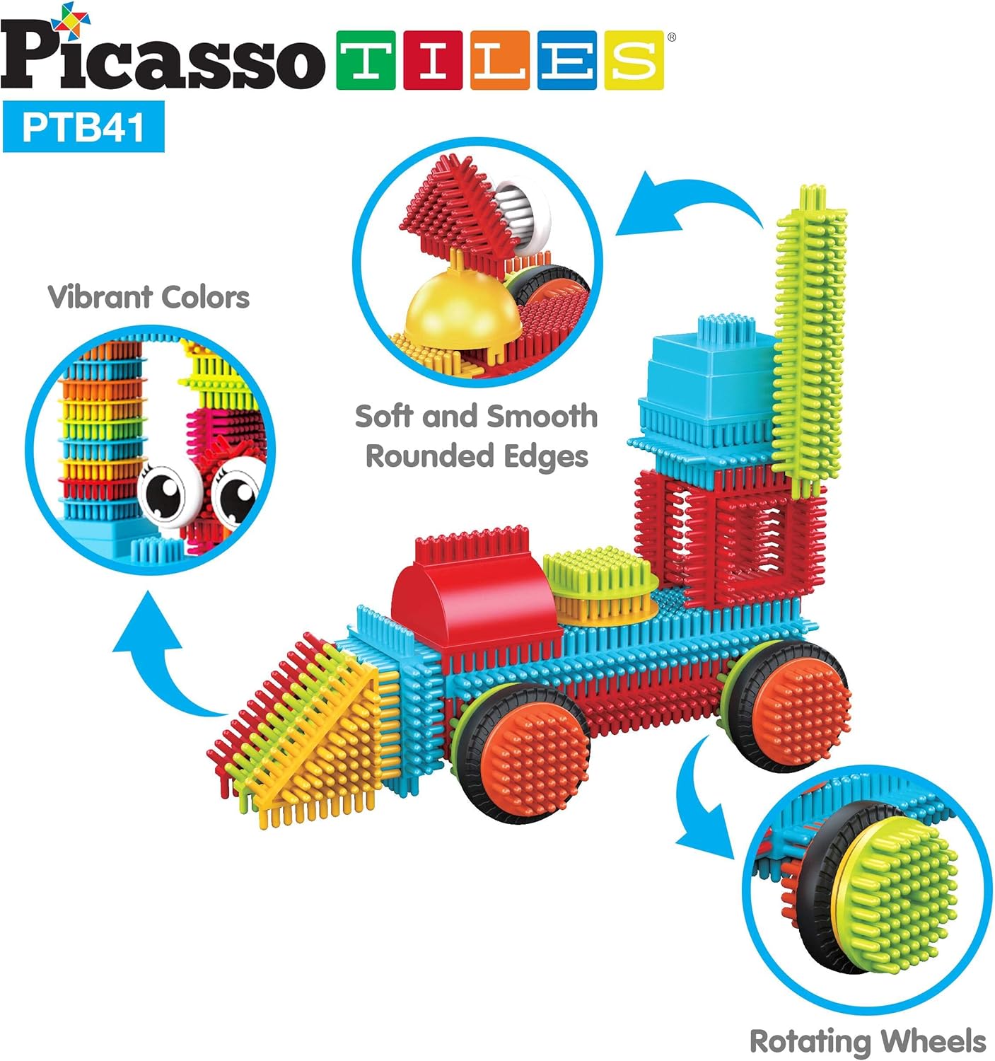 Picasso Toys - Juego de 41 piezas de bloques de construcción de bloques de construcción de erizo 