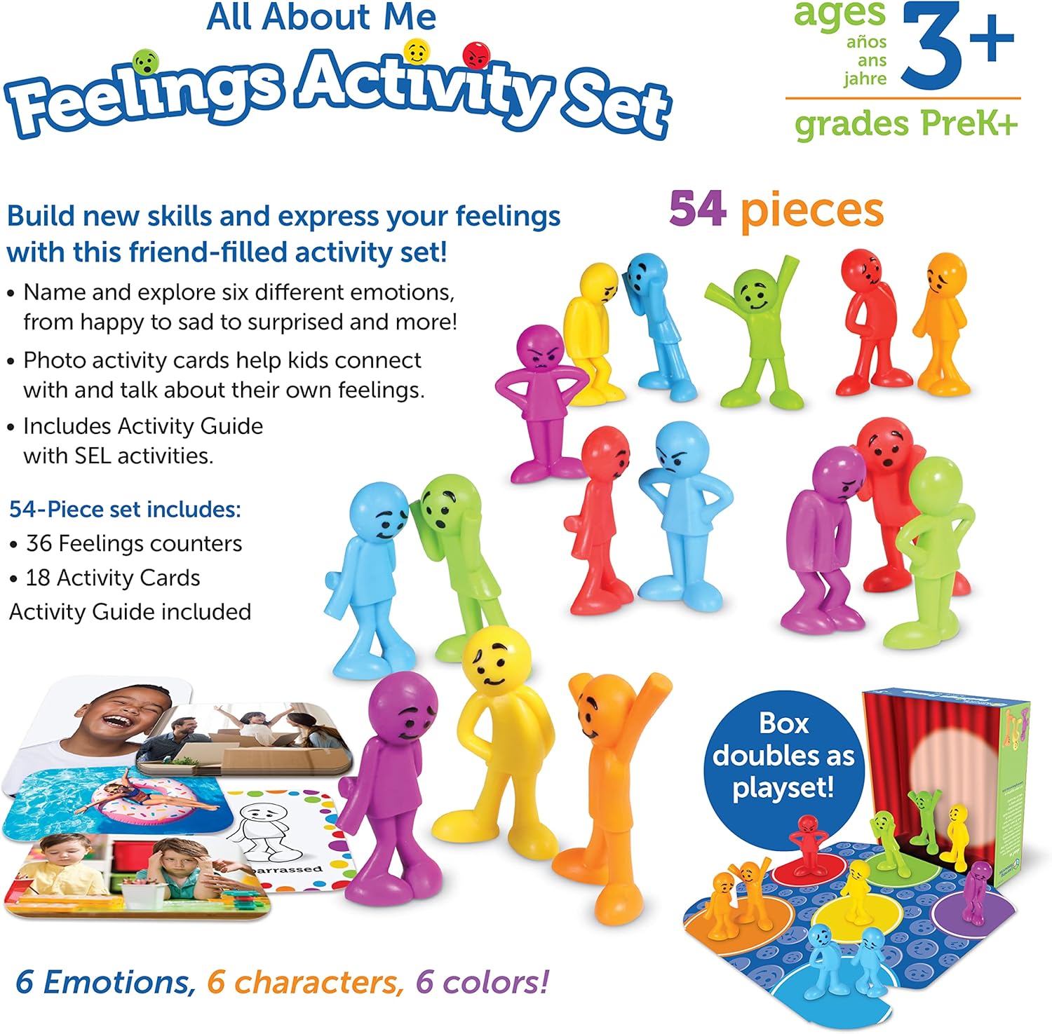 Learning Resources All About Me Feelings - Juego de actividades de 54 piezas, a partir de 3 años, juegos de aprendizaje socioemocional para niños pequeños, juegos de comunicación para niños