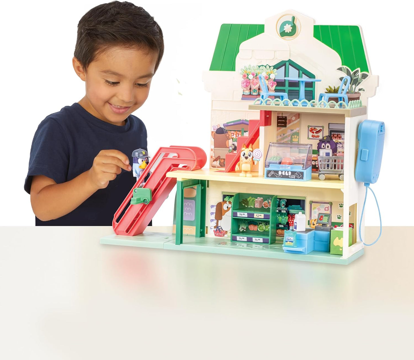 Bluey y juego de supermercado, sonidos y 15 piezas