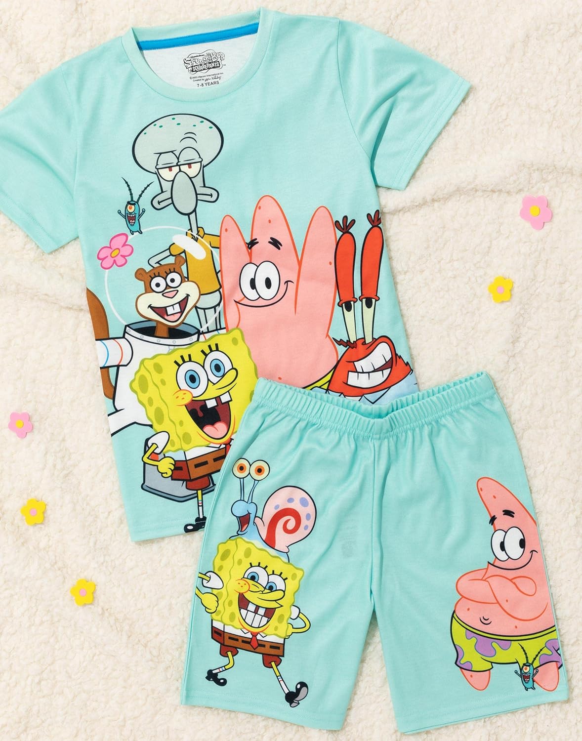 Bob Esponja Camiseta y pantalones cortos azules de manga corta