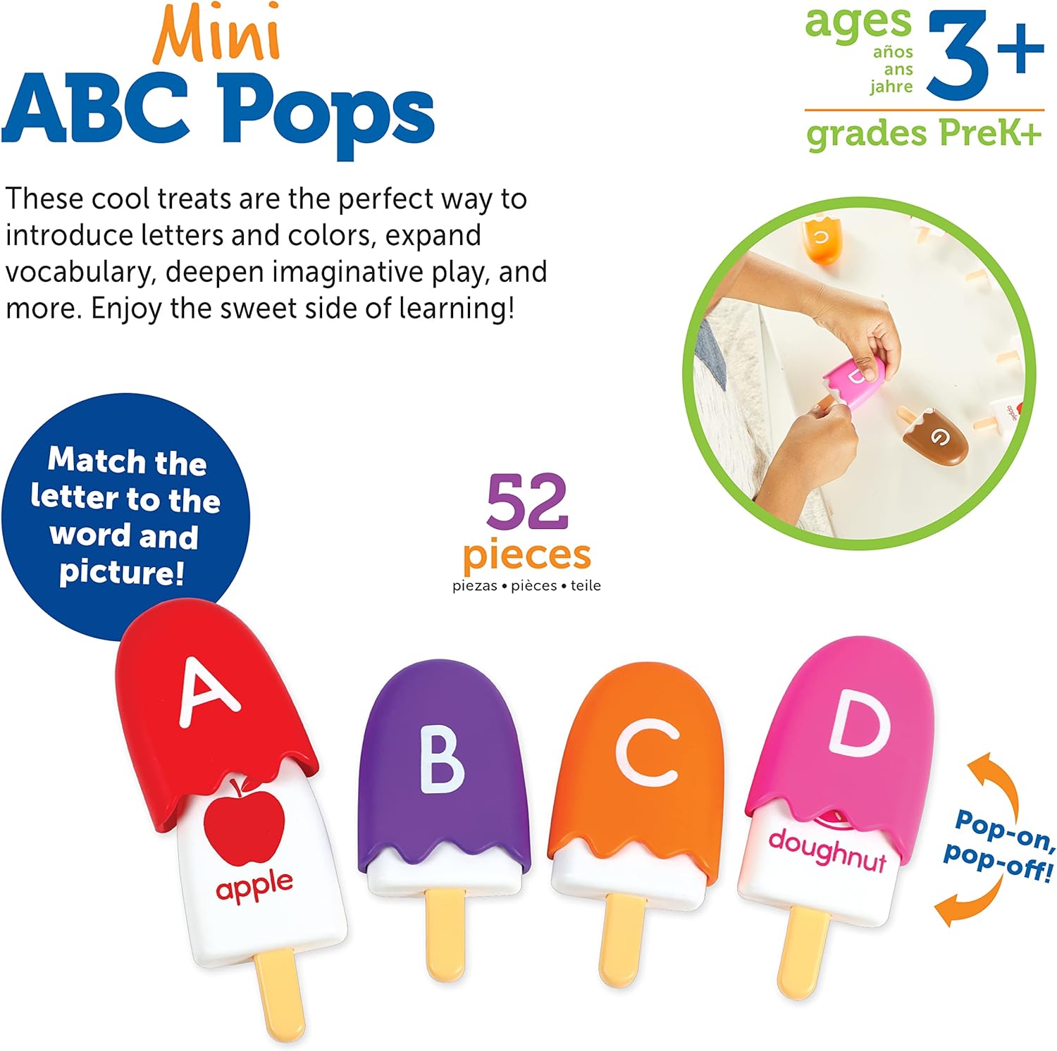 Mini ABC Pops - Juguetes educativos para niños a partir de 3 años, ABC para niños pequeños, juguetes Montessori para niños