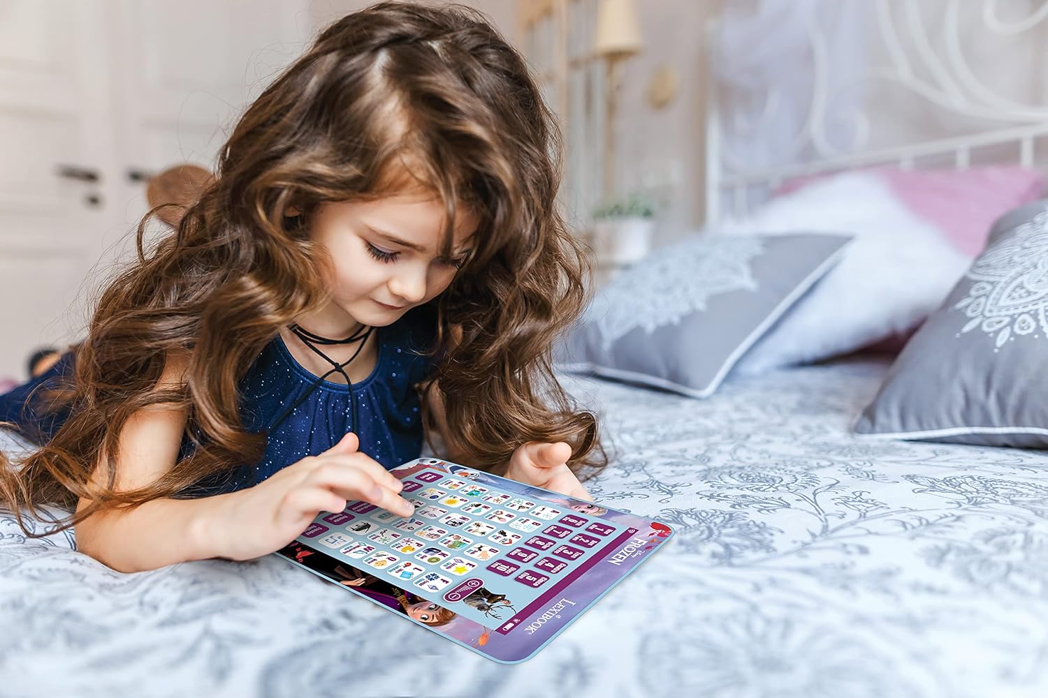 LEXiBOOK Disney Frozen, tableta educativa bilingüe de aprendizaje