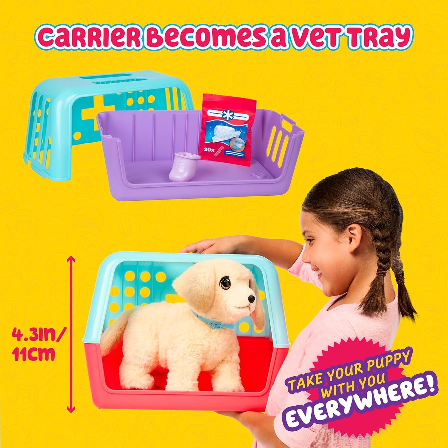 Little Live Pets Peluche de 50 sonidos, juguete y transportador