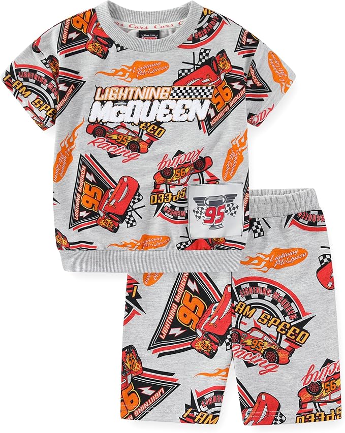 Disney Cars Lightning McQueen - Conjunto de camiseta de manga corta y pantalones cortos