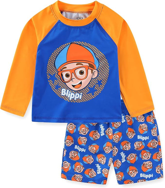 Blippi Conjunto de traje de baño para niños con protección UPF 50+