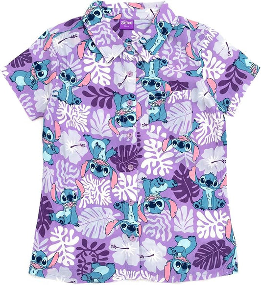 Disney Stitch - Camisa hawaiana con botones