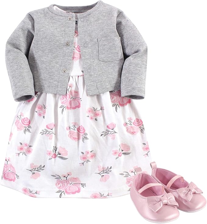 Hudson Baby Conjunto de vestido, cárdigan y zapatos
