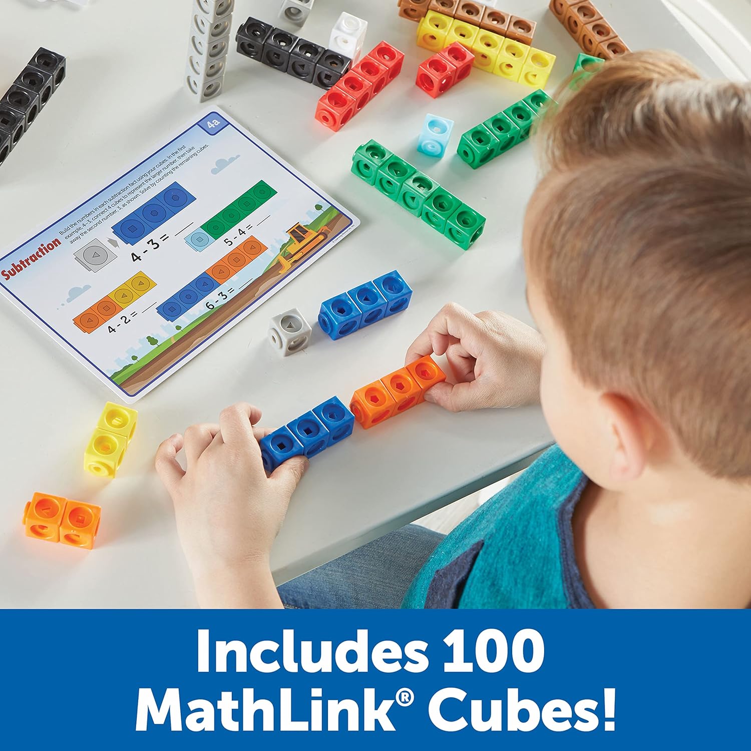 Mathlink Cubes Kindergarten Math Activity Set: Mathmobiles! 115 Pieces, Ages 5+ Kindergarten STEM Activities, Math Activity Set and Games for Kids