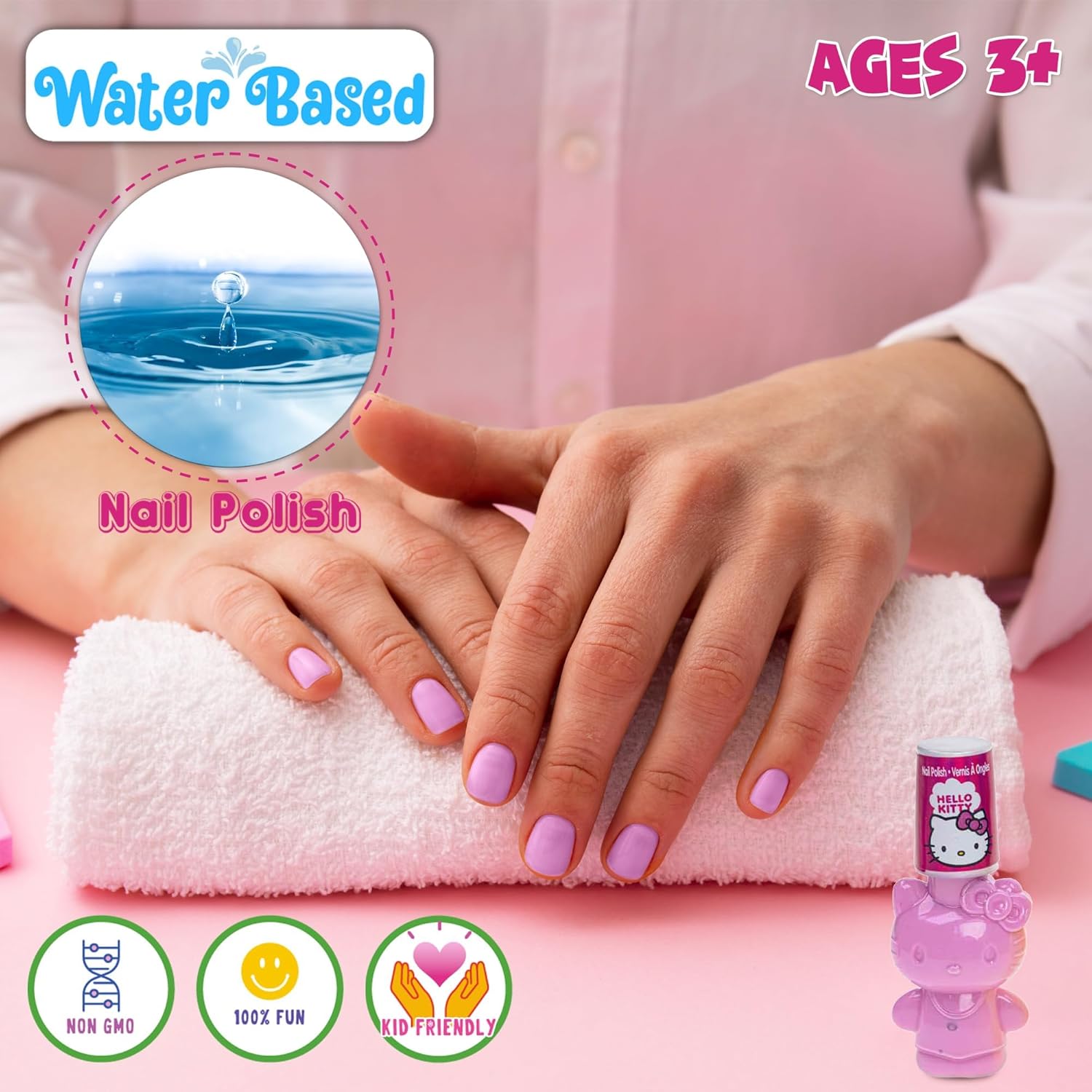 Hello Kitty and Friends - Juego de 8 esmaltes de uñas seguros a base de agua con secador de uñas