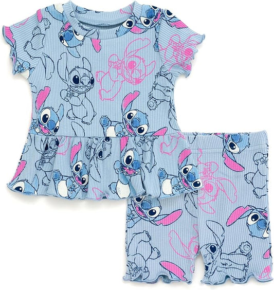 Disney Stitch - Conjunto de camiseta acanalada y pantalones cortos