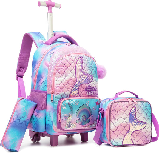 Set de Mochila con rueda 16.5 pulgadas, 3 piezas