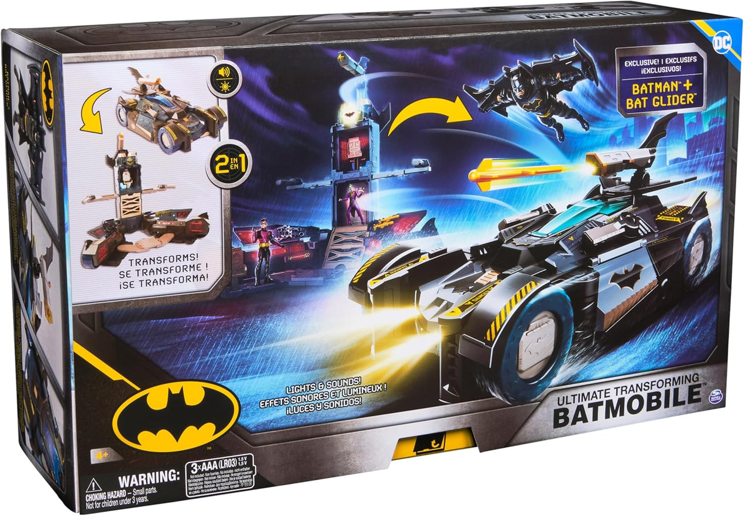 DC Comics Batman, Ultimate Transforming Batmobile Playset, juego 2 en 1