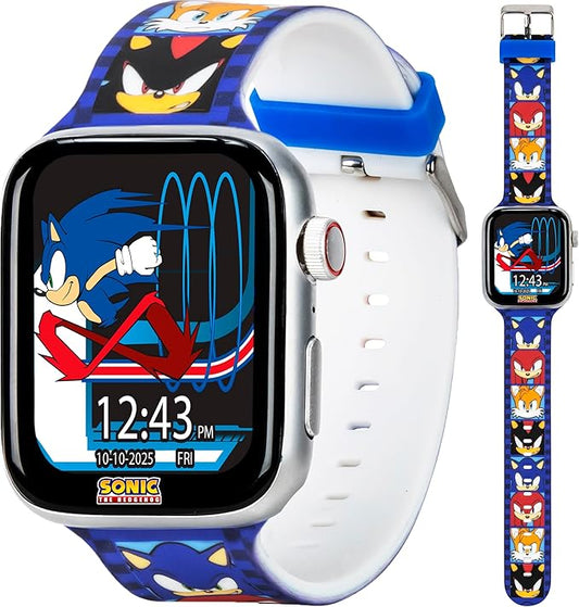 Sonic the Hedgehog - Reloj inteligente para niños, llamadas Bluetooth, mensajes, cámara, música, rastreador de sueño, aplicaciones de fitness y actividad, 6 caras de reloj, pantalla táctil, recargable