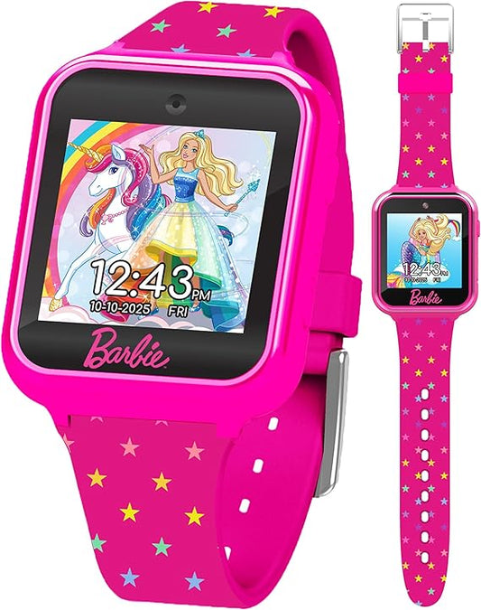 Barbie - Reloj inteligente para niños, pantalla táctil interactiva con juegos, cámara selfie, rastreador de pasos, alarma
