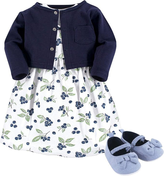 Hudson Baby Conjunto de vestido, cárdigan y zapatos