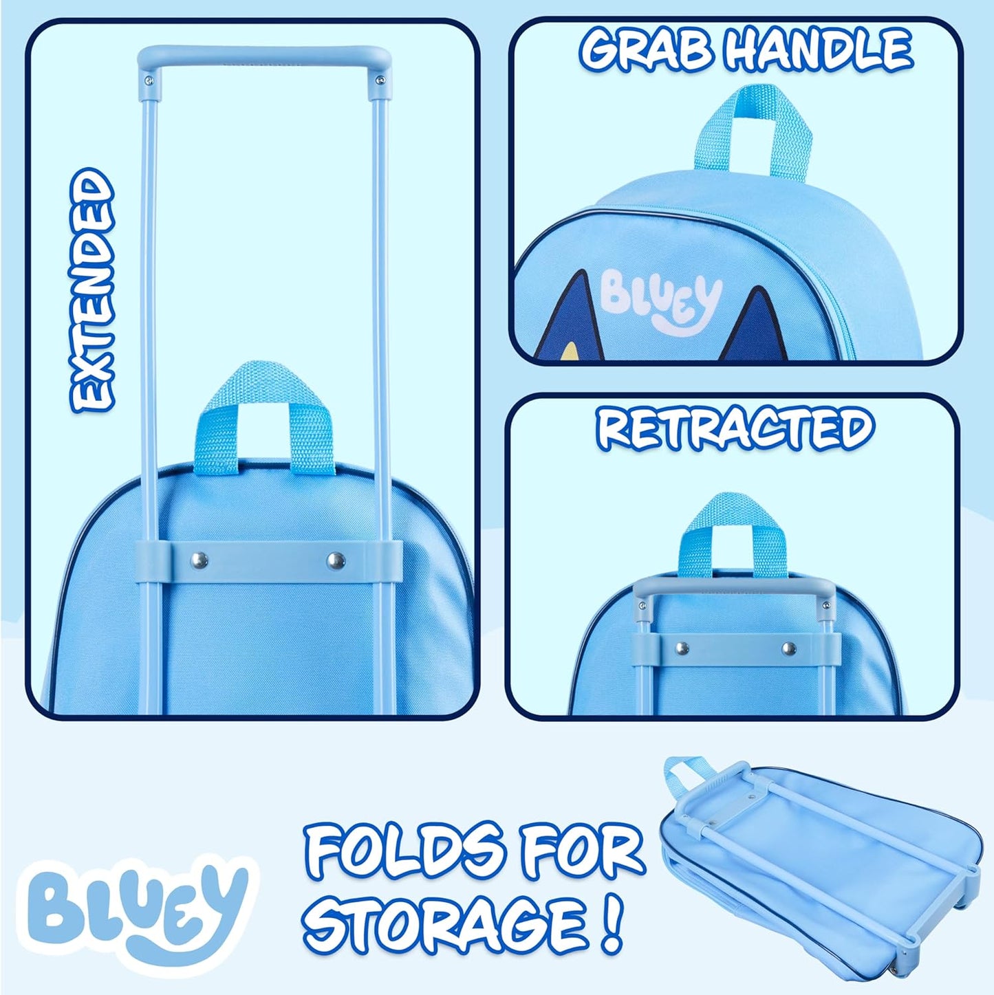 Bluey Mochila con ruedas, 16 x 13 x 4 pulgadas