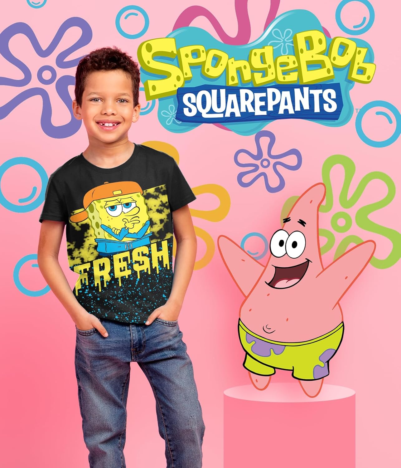 Spongebob Squarepants Graphic T-Shirt (Sets) Patrick Star Squidward Plankton Gary Outfit Tee Toddler/Birthday to Kids Clothes