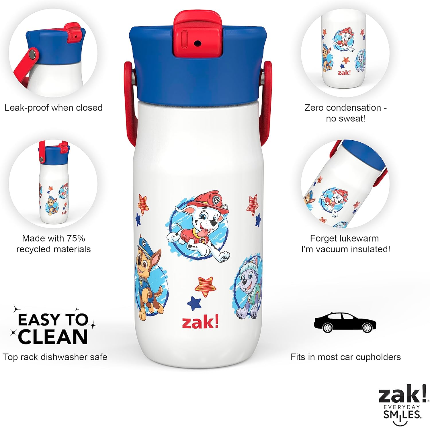 Zak Designs Botella de agua de acero inoxidable