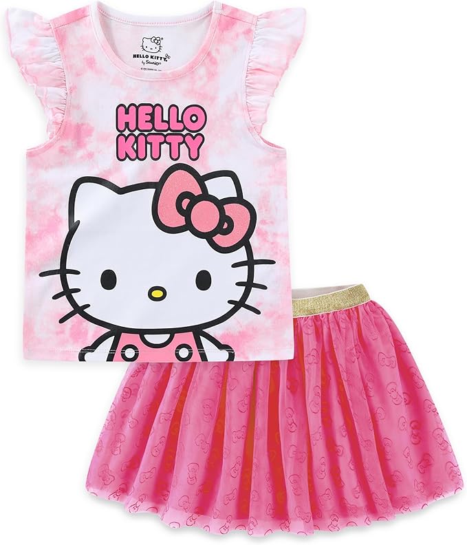 Hello Kitty Sanrio - Conjunto de camisa de manga corta y falda tutú