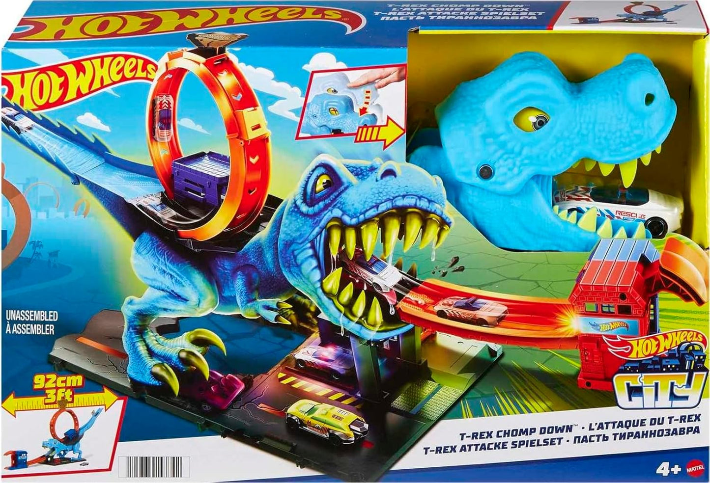 Hot Wheels Juego de pistas de autos T-Rex dinosaurio