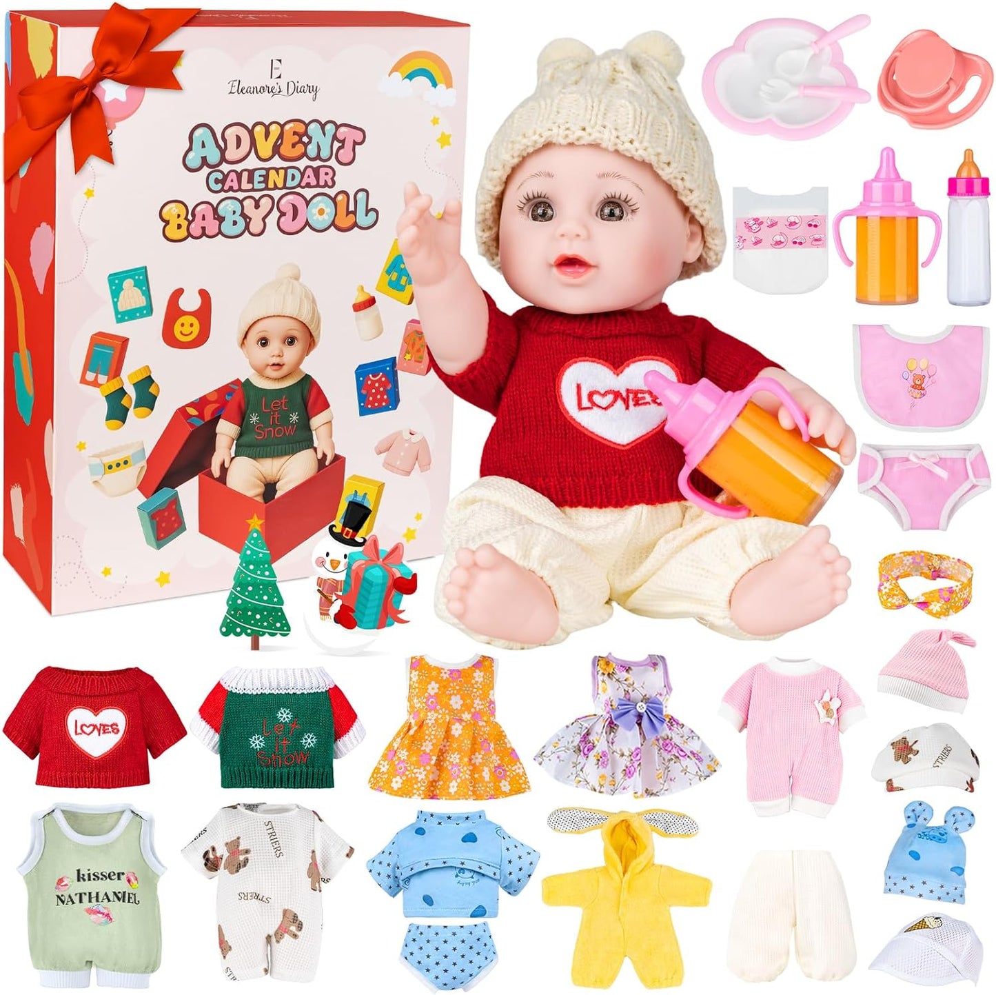 Eleanore's Juego de muñeca de 12 pulgadas con ropa y accesorios, muñeca realista de cuerpo suave