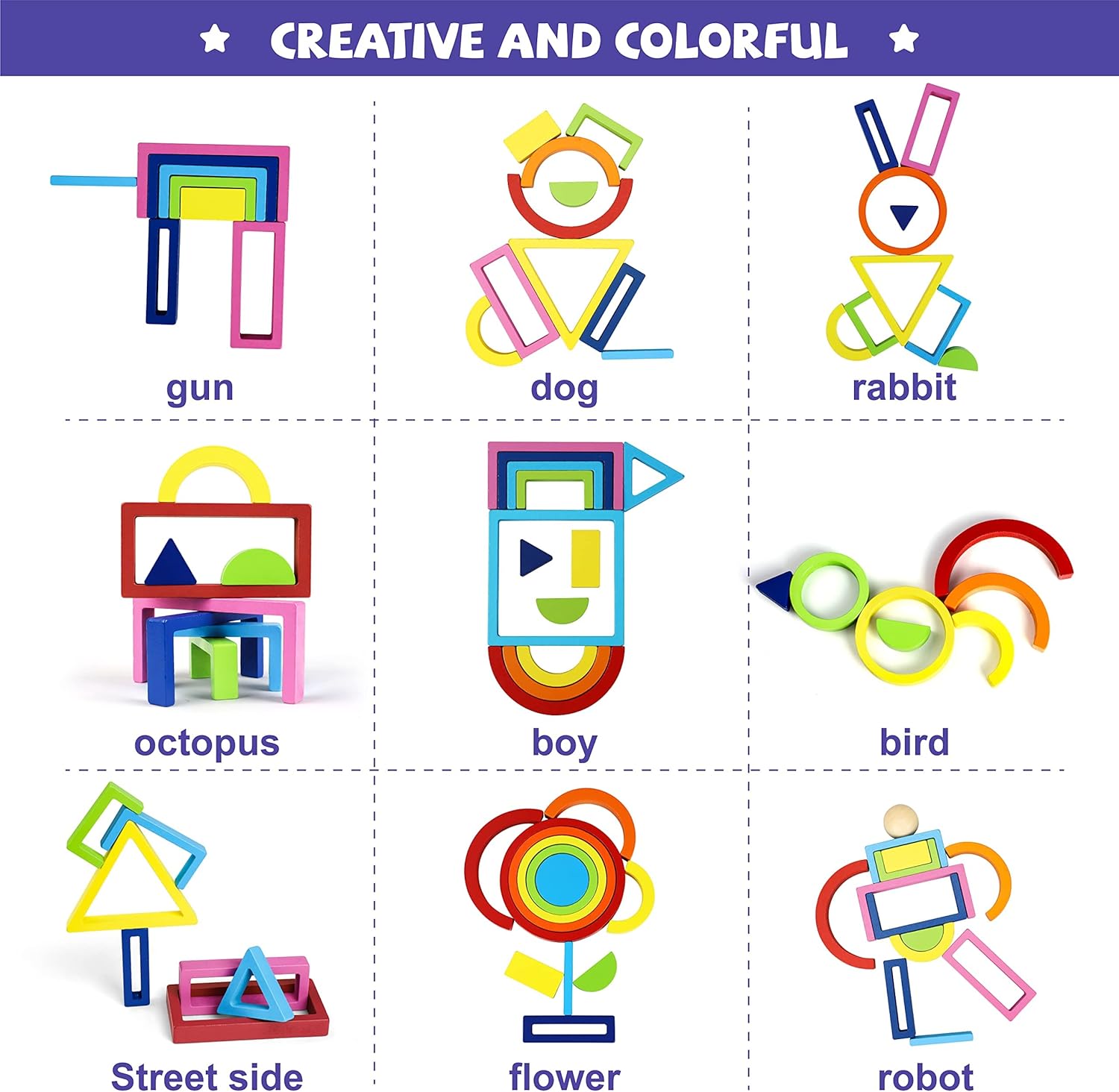 Juguete apilable de madera arco iris Montessori