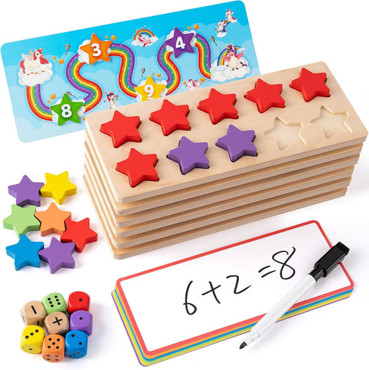 Juego de diez marcos de madera manipuladores matemáticos