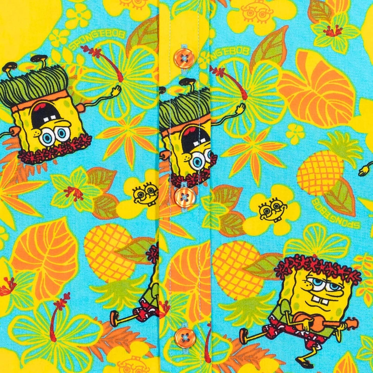 Bob Esponja Camisa hawaiana de manga corta con botones para niños