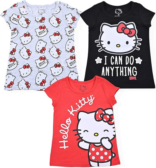 Hello Kitty Sanrio - Paquete de 3 camisetas de manga corta