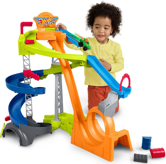 Fisher-Price Little People - Juego de pista de carreras con 2 autos