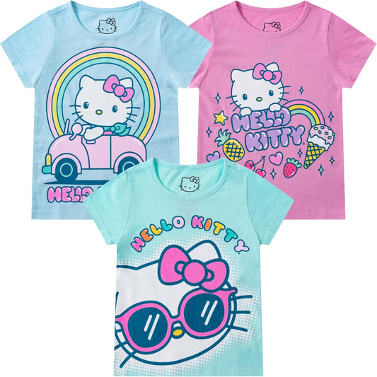 Hello Kitty Sanrio - Paquete de 3 camisetas de manga corta