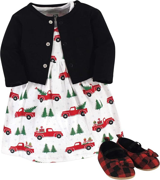 Hudson Baby Conjunto de vestido, cárdigan y zapatos
