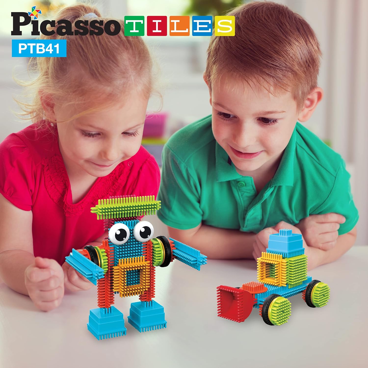 Picasso Toys - Juego de 41 piezas de bloques de construcción de bloques de construcción de erizo 