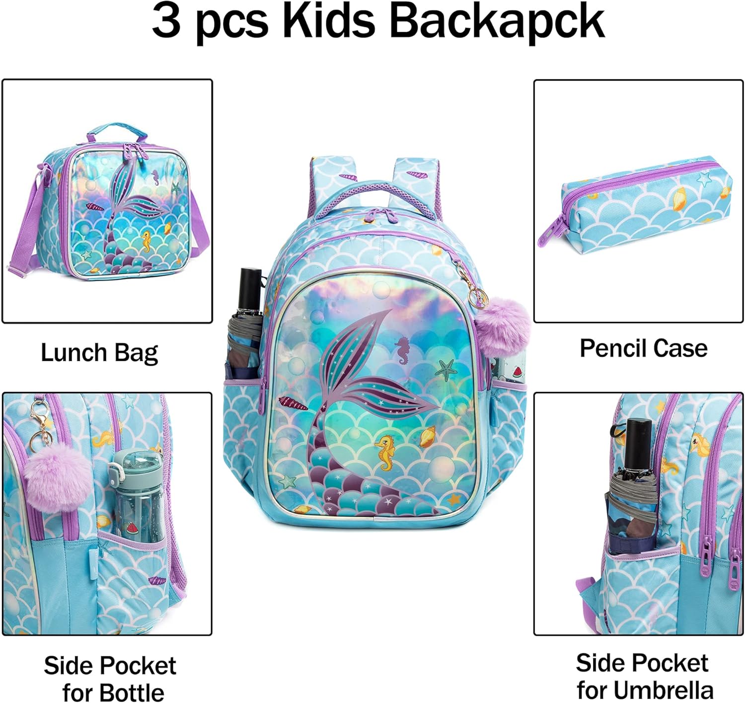 Mochila infantil de 17 pulgadas (Kit de mochila, lonchera y cartuchera) 