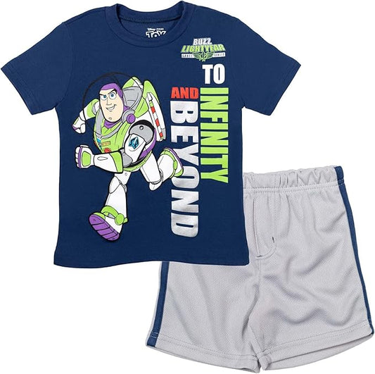 Disney Pixar Toy Story Woody Buzz Lightyear Bo Peep Rex - Conjunto de camiseta atlética y pantalones cortos