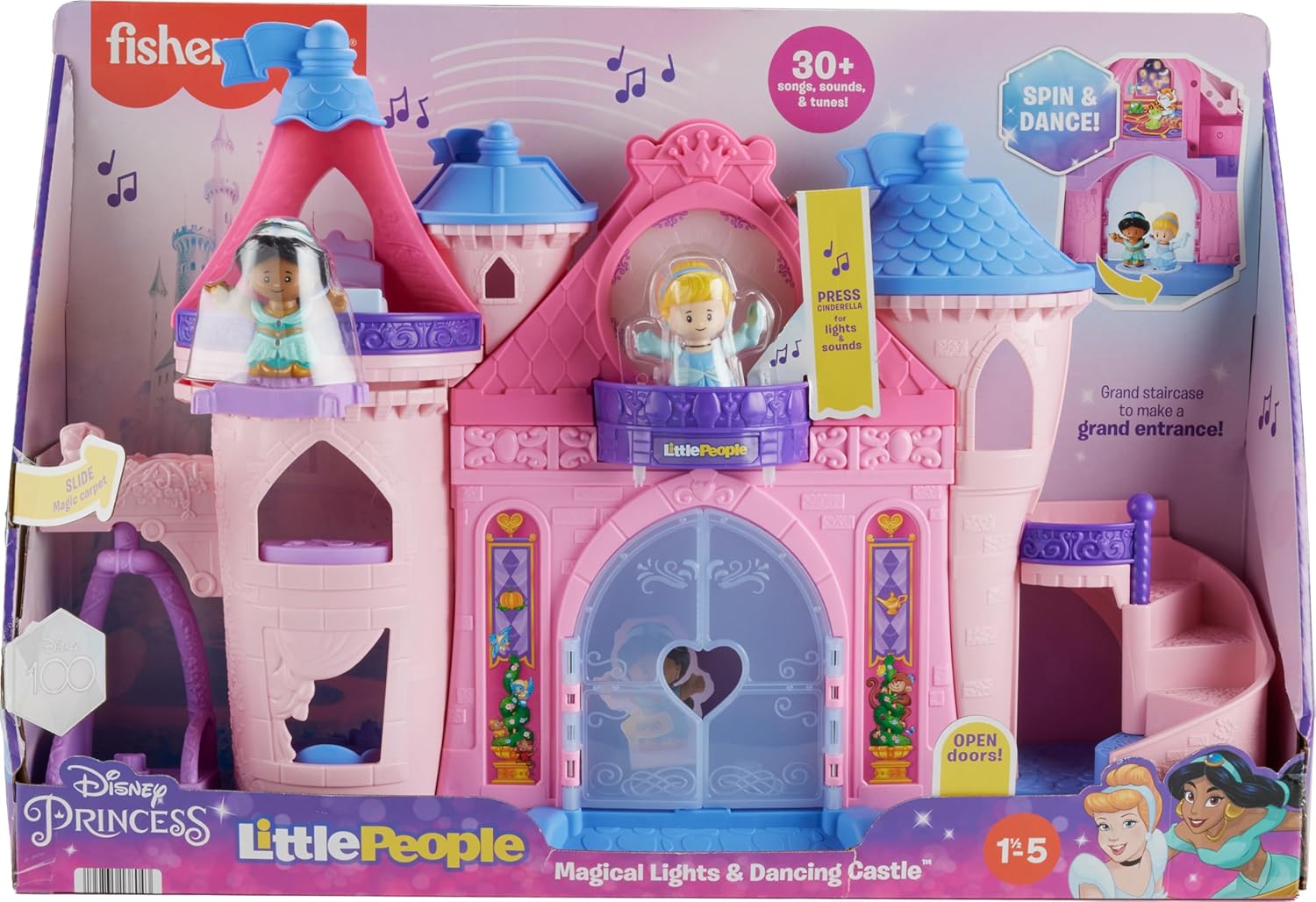 Fisher-Price Little People Disney 100 Princess Castillo mágico con música, luces y bailarín