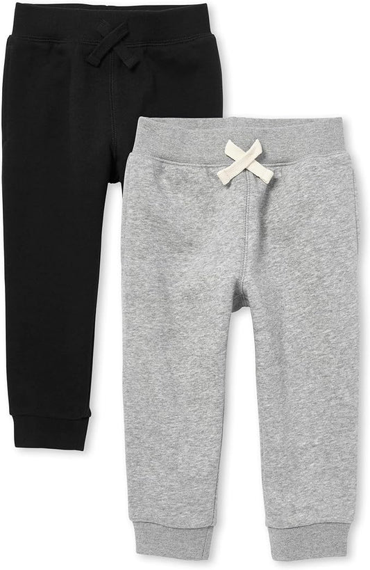 The Children's Place Paquete de 2 pantalones deportivos de forro polar