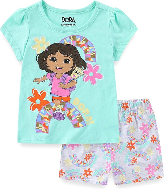 Nickelodeon Dora the Explorer - Conjunto de camiseta de manga corta y pantalones cortos