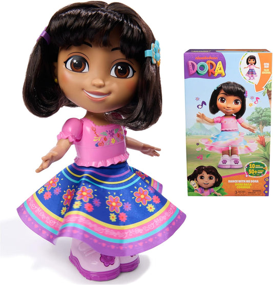 Dora, Dance with Me Dora, muñeca bailarina interactiva con 2 faldas, frases bilingües y música
