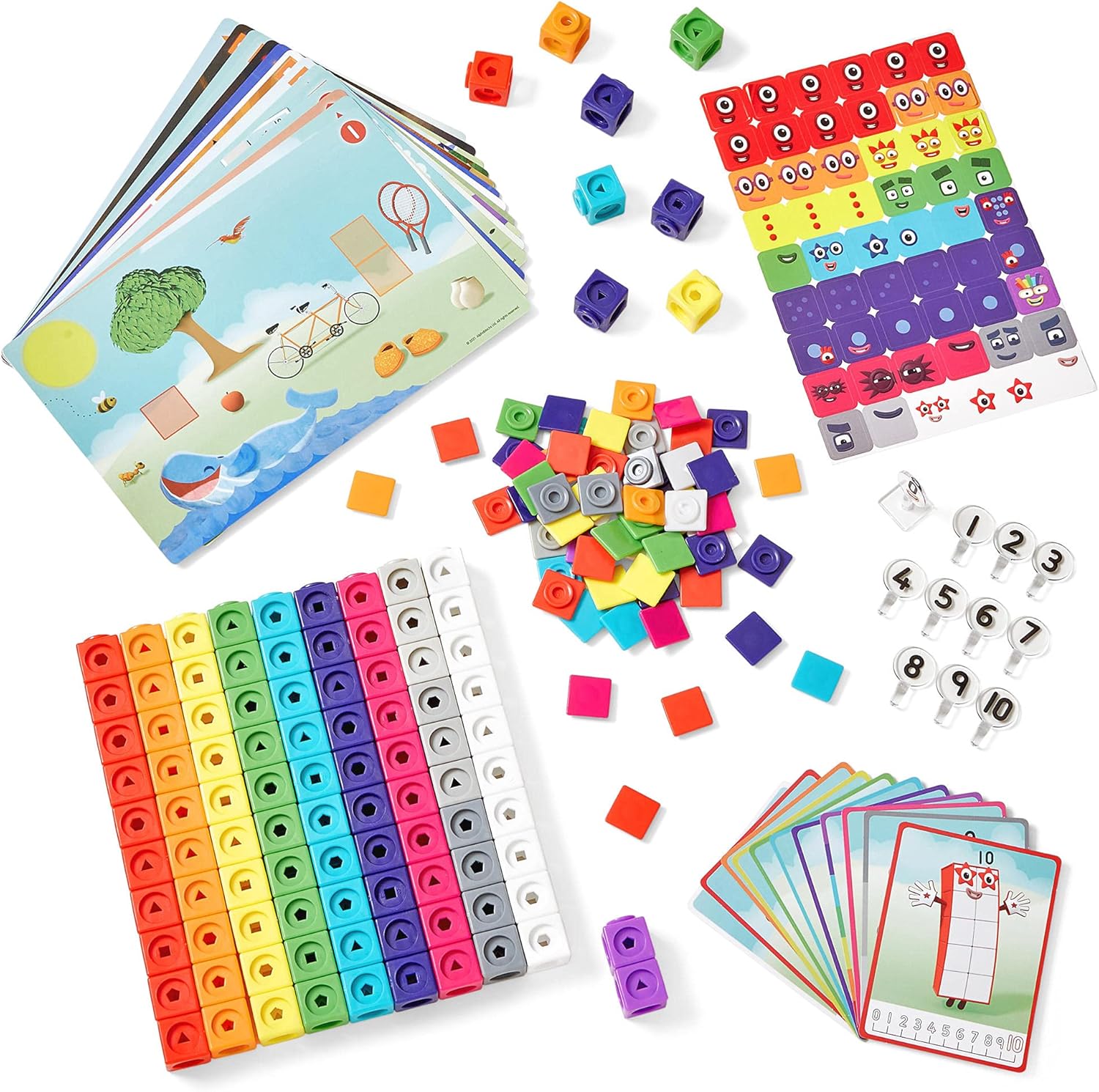 Mathlink Cubes Numberblocks 1-10 Activity Set, 30 Preschool Learning Activities, Counting Blocks, Linking Cubes, Educational Toys for Kids, Number Games, Math Manipulatives Kindergarten