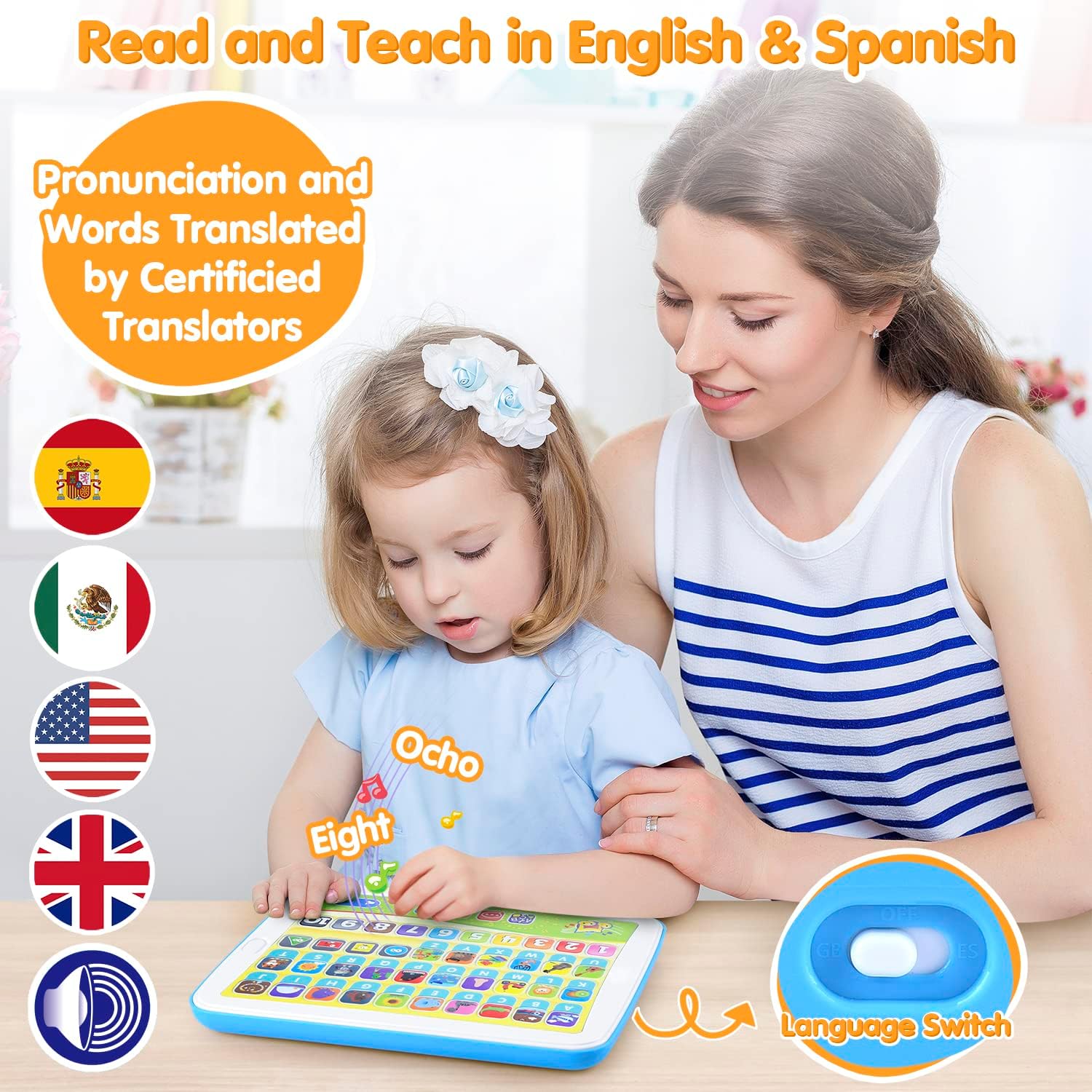 Juguetes bilingües de aprendizaje de español e inglés