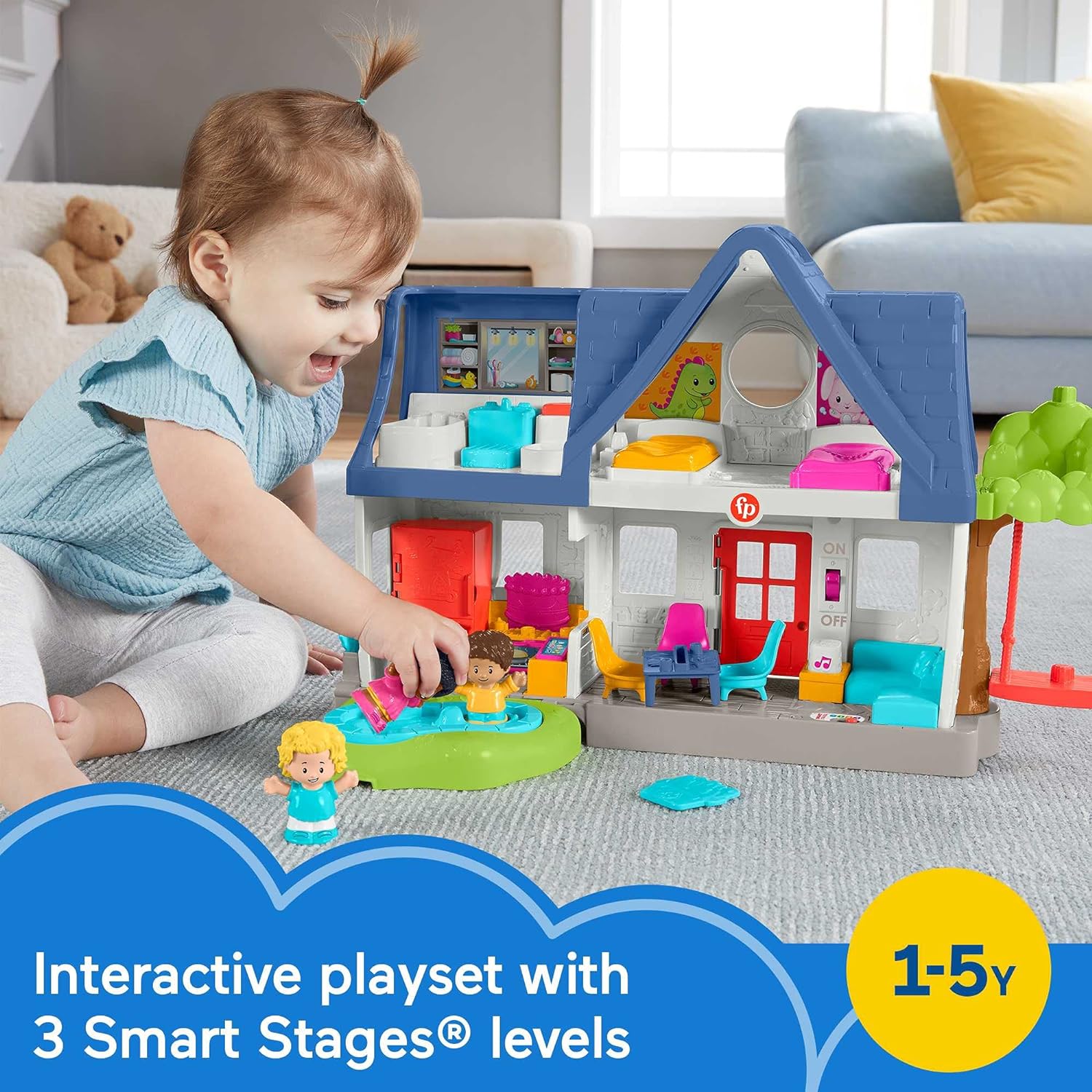 Fisher-Price Little People - Juego de casa de juego con escenarios inteligentes 