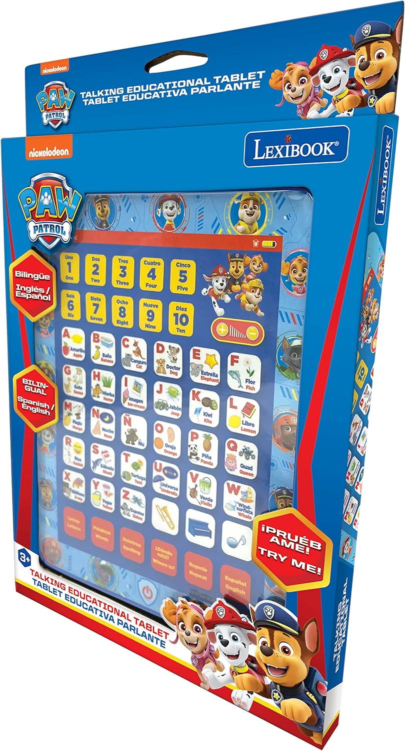 LEXiBOOK, Paw Patrol, Educativa Bilingüe Inglés/Español 