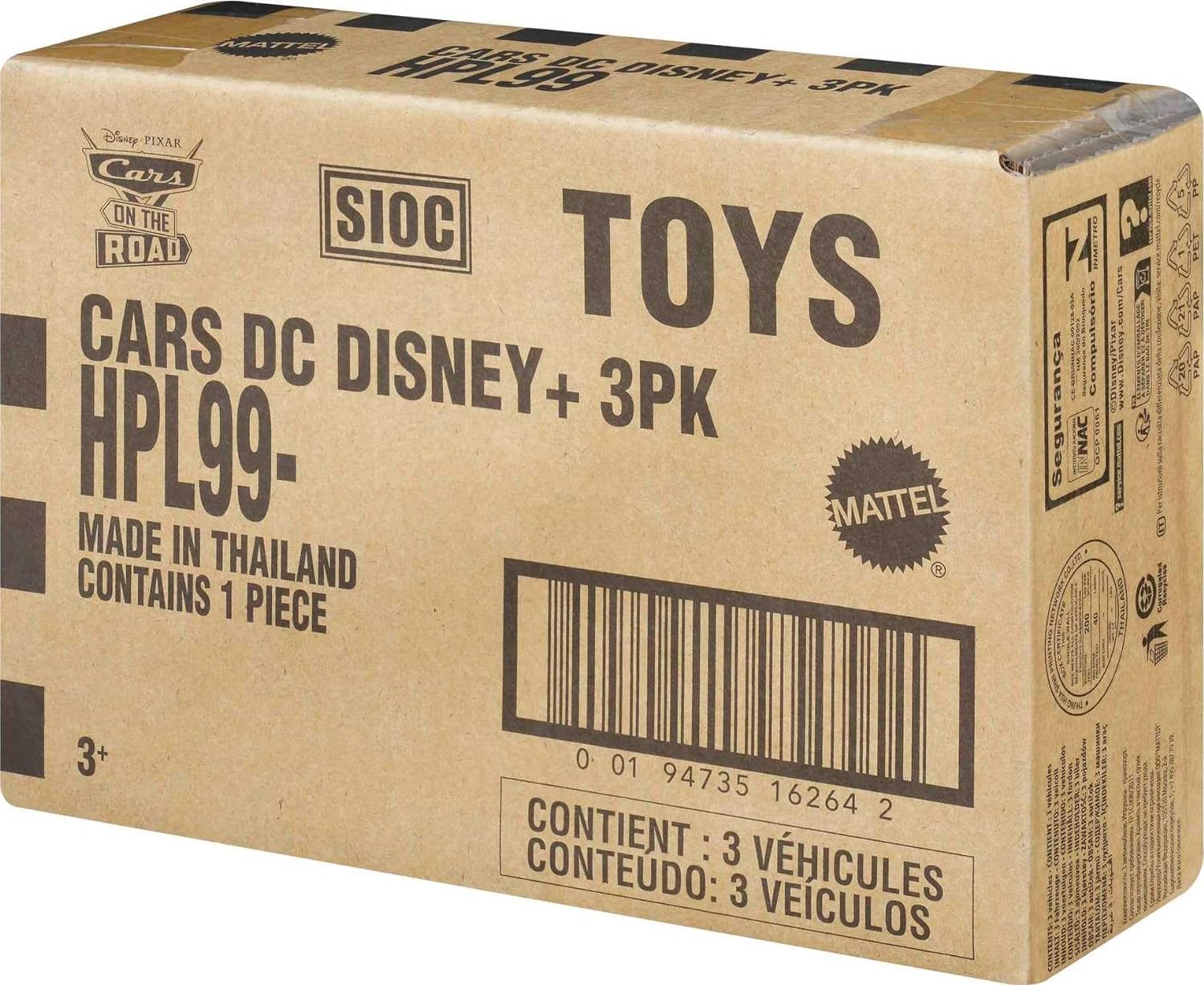 Mattel Disney Pixar Cars Mini Racers - Paquete de 3 autos y camiones