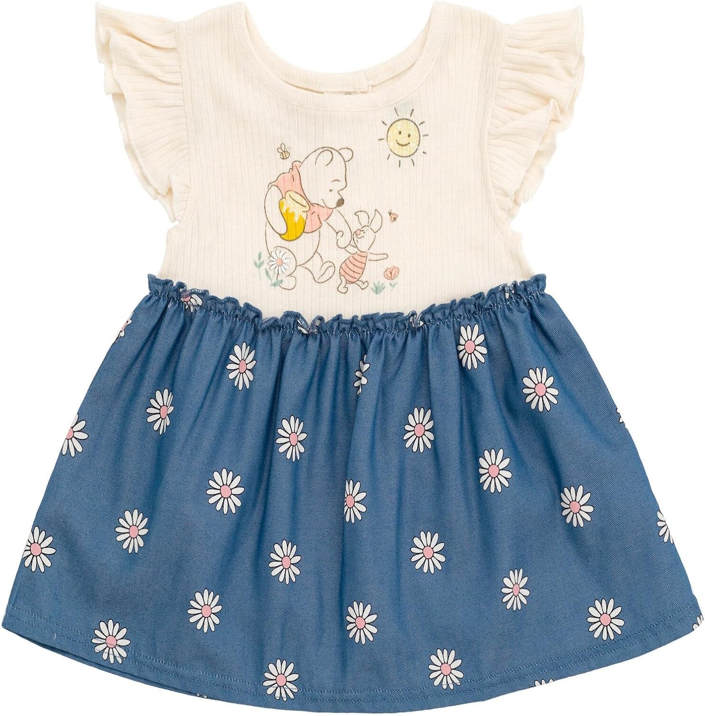 Disney Winnie The Pooh - Conjunto de vestido floral de cambray y cubierta de pañales