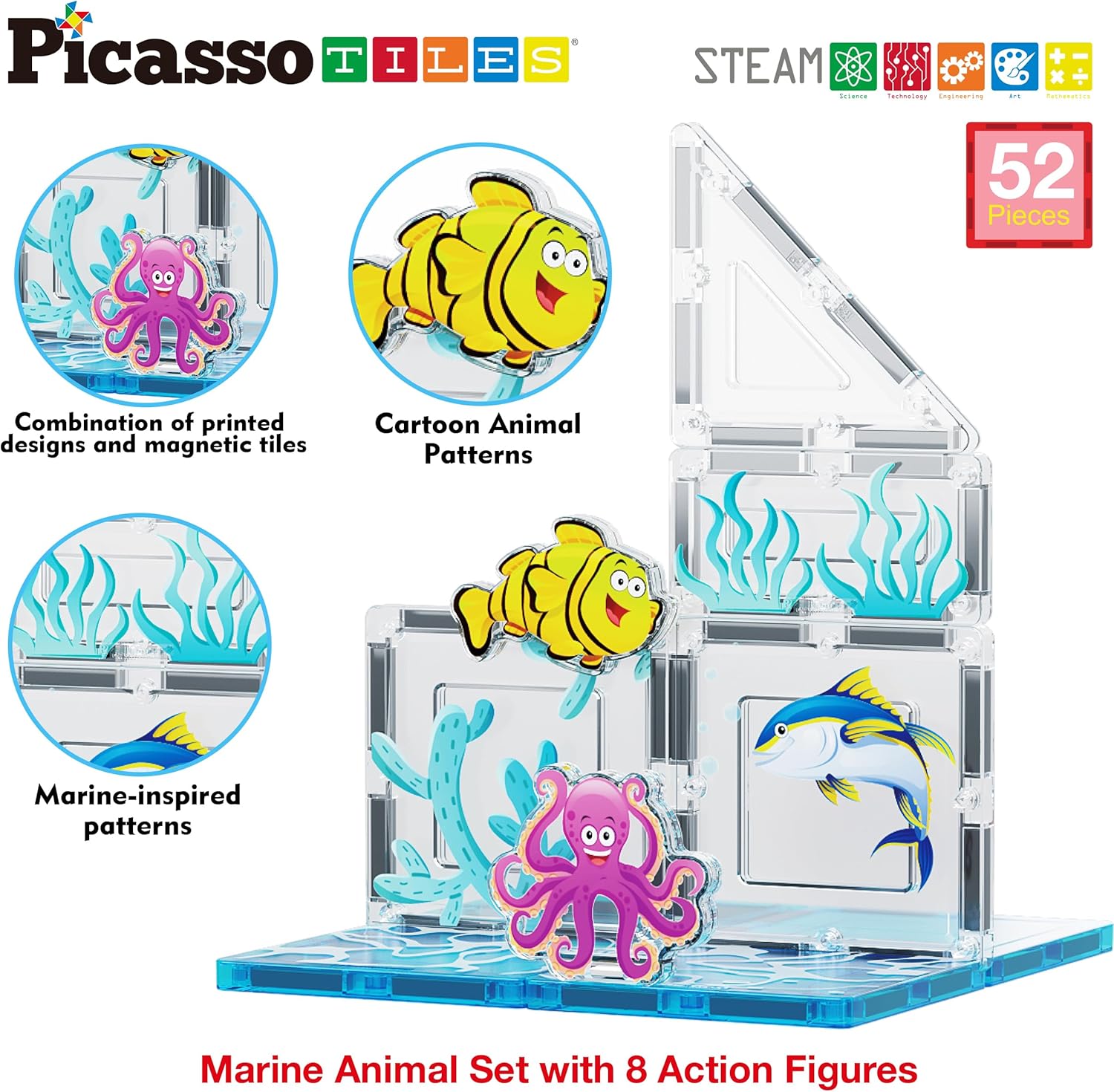 PicassoTiles Bloques de construcción magnéticos acuario